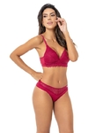 596- CONJUNTO EM MICROFIBRA COM DETALHES EM RENDA BOJO SOFT CORTINA SEM ARO - CALCINHA FIO DUPLO