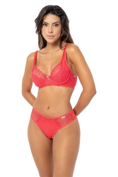 692 - CONJUNTO COM ARCO E SEM BOJO, EM MICROFIBRA E RENDA