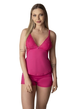 665- PIJAMA SHORT DOOL EM MICROFIBRA COM DETALHES EM RENDA