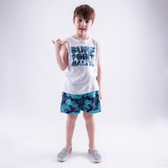 8530 Short de baño estampado hojas turquesas - tienda online