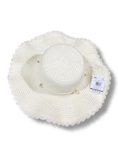 SOMBRERO CAPELINA ALA ANCHA CON PERLAS MAR CRISTAL en internet