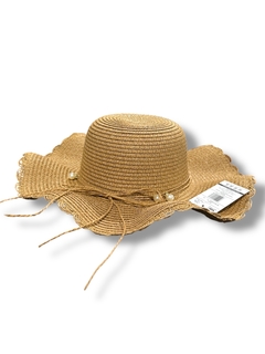 SOMBRERO CAPELINA ALA ANCHA CON PERLAS MAR CRISTAL