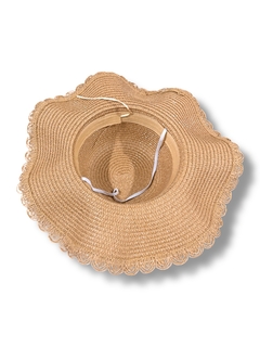 SOMBRERO CAPELINA ALA ANCHA CON PERLAS MAR CRISTAL - tienda online