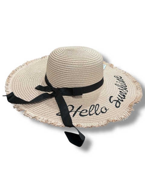 SOMBRERO CAPELINA ALA ANCHA CON FRASE MAR CRISTAL