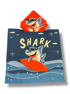 PONCHO DE TOALLA INFANTIL 60 X 120 MAR CRISTAL