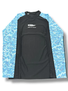 REMERA LYCRA MANGA LARGA HOMBRE PROTECCION UV MAR CRISTAL