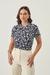 T-SHIRT JULIA FLORAL MÉDIO AZUL MARINHO - comprar online