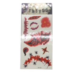 4 planchas tatuajes temporales heridas - comprar online