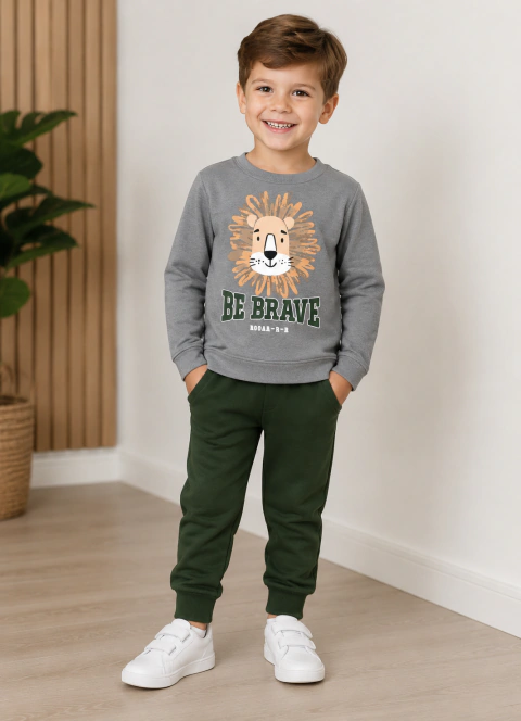 Conjunto Infantil Brandili Premium Inverno – Blusa Estampada Leão + Calça Moletom - (cópia)