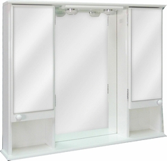 Botiquin 2 puertas espejo en madera MDF laqueada con 2 luces 67x80x13