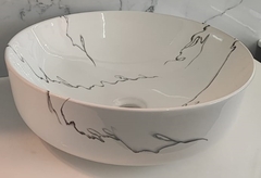 Bacha de apoyo en porcelana redonda carrara 420x420x140 - comprar online