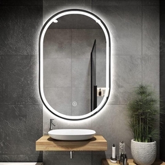 Espejo smart SD con touch dimmer esmeriado led ovalado 60x80 - comprar online