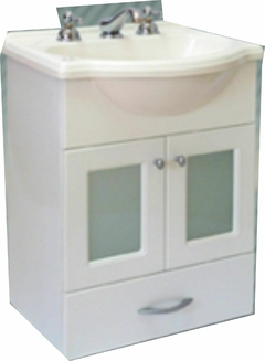 Vanitory de colgar madera MDF laqueada 2 puertas vidrio + cajon 60x45x28