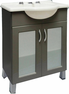 Vanitory con patas en madera MDF laqueado 2 puertas vidrio wengue - comprar online