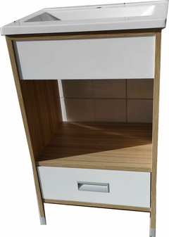 Vanitory Lucia de pie cajon + estante abierto + bacha marmolina - comprar online