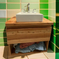Vanitory Victoria de colgar madera maciza paraiso + 1 cajon y estante en internet