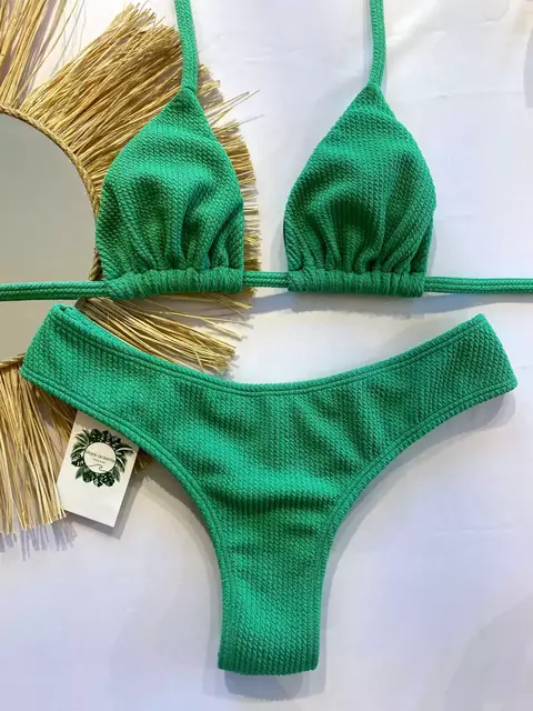 BIQUINI CORTININHA ANARRUGA VERDE BANDEIRA FIO DUPLO