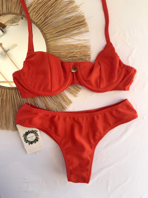 Biquíni Carola canelado Laranja
