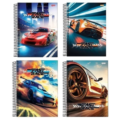Caderno 10 Matérias Fast Race 160 Folhas Jandaia