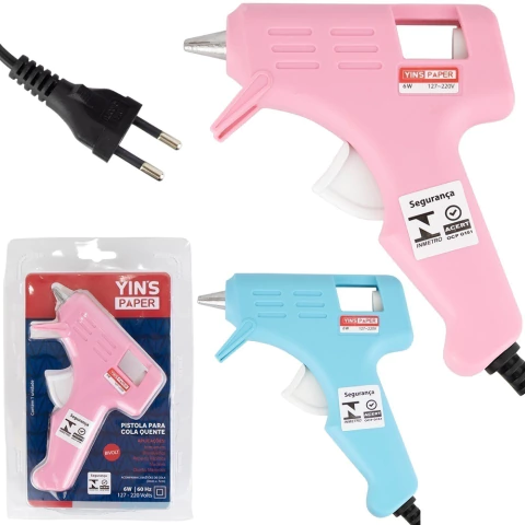 Pistola de Cola Quente - Pequena - Bivolt 6W em Plástico - Yins Paper