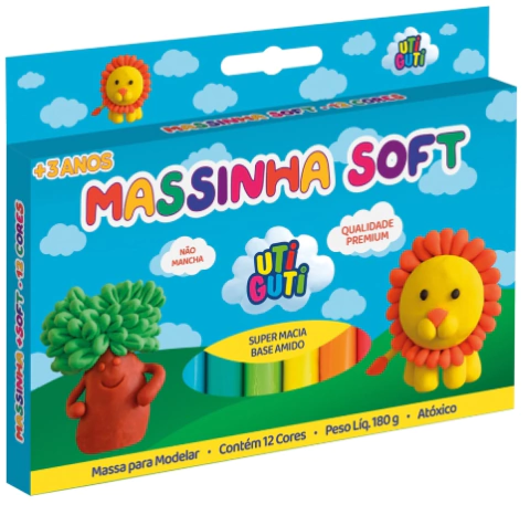 Massinha de Modelar - Soft - C/12 Cores 180g - Uti Guti