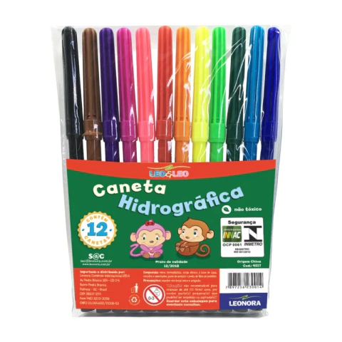 Canetas Hidrográficas - 12 Cores - Leo e Leo