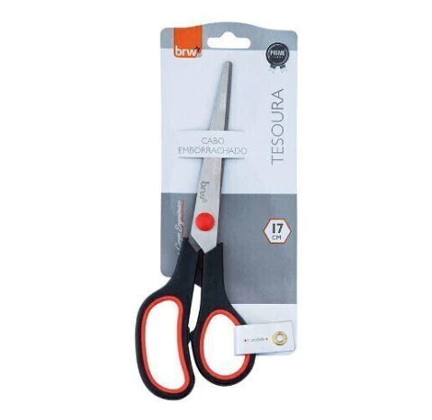 Tesoura de Aço Inox - 17cm - Cabo Emborrachado - BRW
