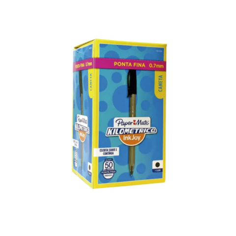 Caneta Esferográfica - InkJoy 0.7 - Kilometrico - Preta Cx C/50 - Paper Mate