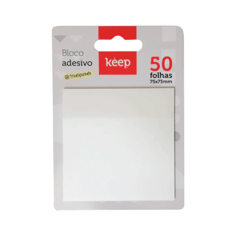 Bloco Adesivo Transparente - 75x75mm - 50 Fls - Keep FA