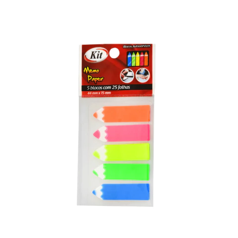 Marcador de Página - Lápis Neon - 44x15 - Memo Paper - Kit