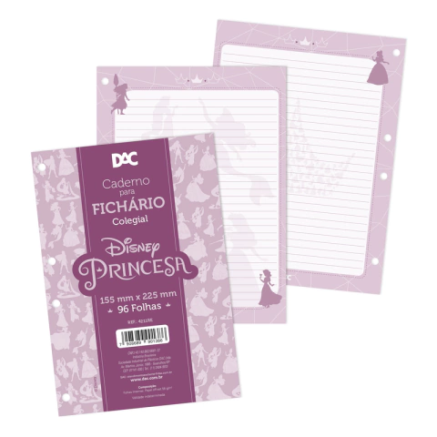 Refil Para Fichário - Colegial - Princesa - 96 Fls - Dac