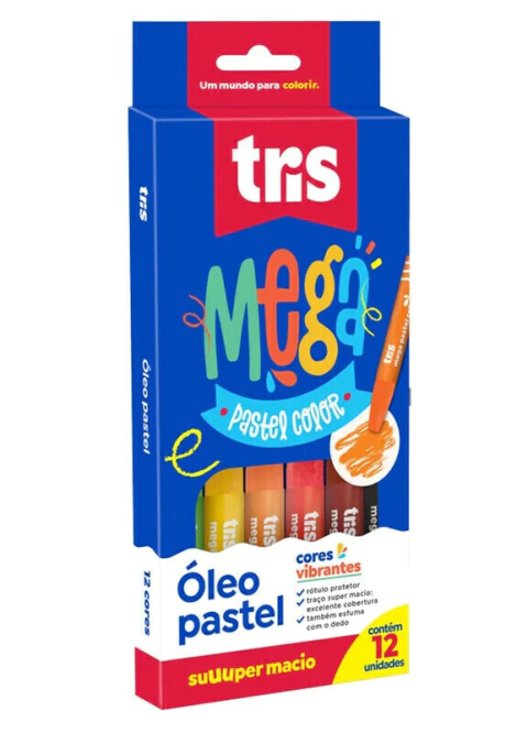 Giz Óleo - Mega Pastel Color - 12 Cores - Tris