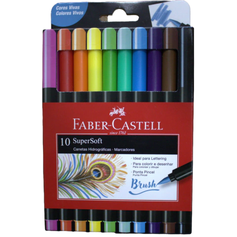 Caneta Pincel Brush Soft 10 cores Faber Castell