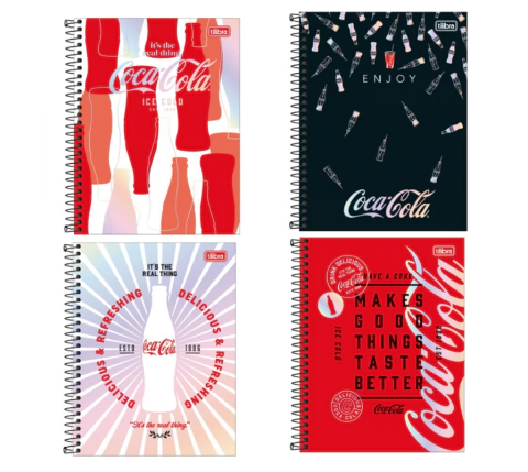 Caderno Espiral - Colegial - Coca-Cola 10 Matérias 160 Folhas - Tilibra
