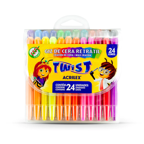 Giz de Cera - Retrátil - 24 Cores - Acrilex