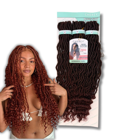 Faux Locs Godes Curl Loc Preto com Vinho #1B/99J Cherey 270g