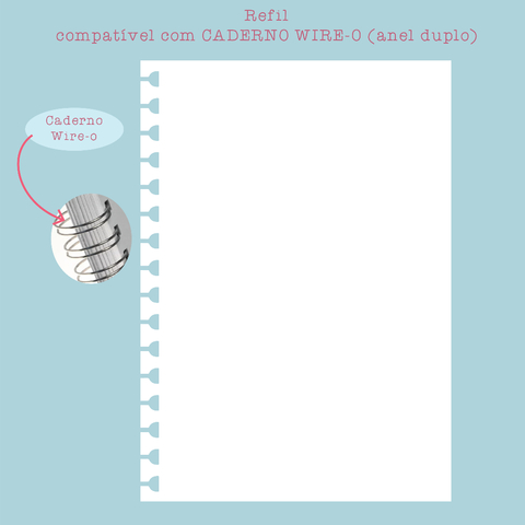Refil para caderno Smart (Wire-o, anel duplo) - A5 | Colegial | Universitário - Branco