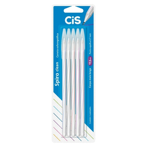 Spiro Clean Caneta Esferográfica 0.7mm - Blister com 5 canetas