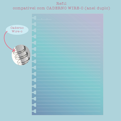 Refil para caderno Smart (Wire-o, anel duplo) - A5 | Colegial | Universitário - Horizonte Místico - Pautado