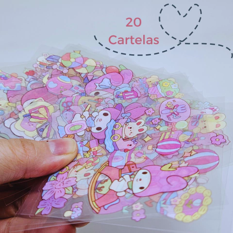 Kit com 20 Cartelas de Adesivos Impermeáveis para decorar e colecionar.