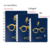 Imagem dos cadernos CI da Harry Potter em diferentes tamanhos: universitário, colegial e A5, todos na cor azul com detalhes em dourado.