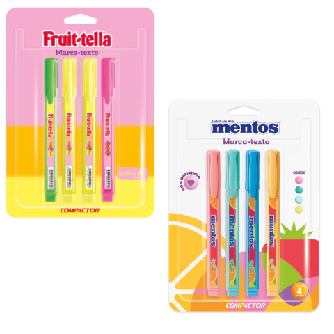 Kit Marca-Texto Fruit-tella e Mentos 8 unidades