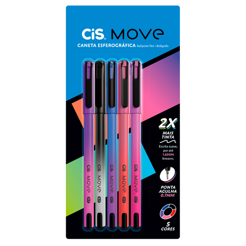 Move Caneta Esferográfica 0.7mm - Blister com 5 unidades