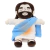 Pelúcia de Jesus Cristo com movimentos de respiração, vestindo uma túnica branca e manto azul, com expressão serena.