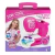 Caixa do brinquedo maquininha de costura infantil Sew Cool Sunny, com uma menina sorridente segurando um projeto costurado.