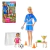 Boneca Barbie Técnica Treinadora de Futebol com acessórios, incluindo uma boneca jogadora, bola de futebol e gol.