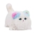 Pelúcia interativa Huggy Pets em forma de gatinho branco com orelhas coloridas e olhos grandes.