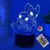 Luminária 3D LED Disney com Lilo e Stitch, iluminada em azul, com controle remoto para troca de cores.