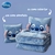Conjunto de almofadas e cobertor do Stitch, personagem da Disney, com design fofinho em tons de azul.