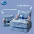 Conjunto de almofadas e cobertor do Stitch, personagem da Disney, com design fofinho em tons de azul.